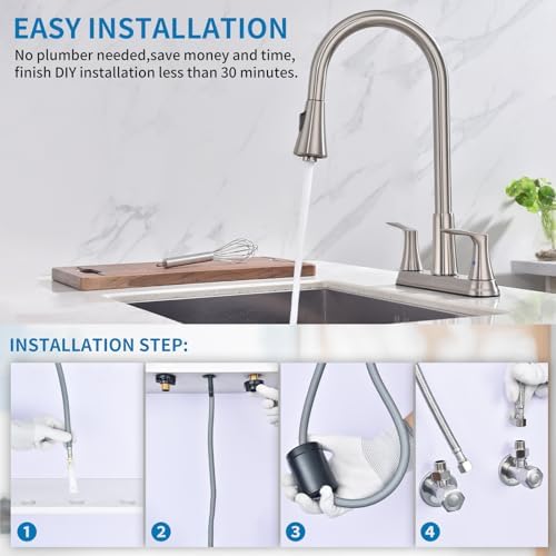 HOMELODY 8 inch Brushed Nickel Kitchen Faucet