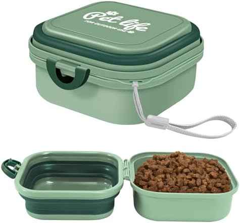 Collapsible Dog Bowls, 2-in-1 Portable Food and Water Feeder