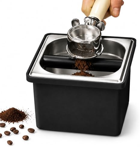 Espresso Knock Box, Stainless Steel Coffee Grounds Bin