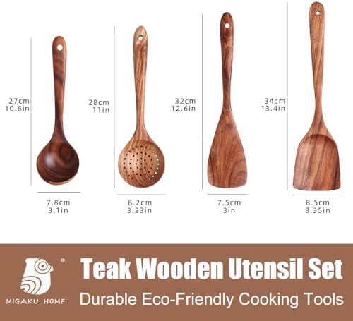 4-Piece Natural Teak Wooden Cooking Utensil Set