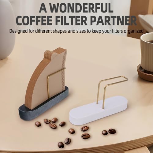 Coffee Filter Holder, Marble & Brass Cone Coffee Filters Holder
