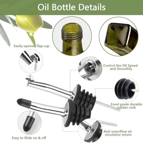Leaflai Olive Oil Dispenser Bottle, 1 Brush and 1 Funnel Oil Bottles - Image 3