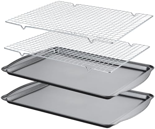 Baking Sheet with Cooling Racks - 17'' x 11" x 0.5" Carbon Steel