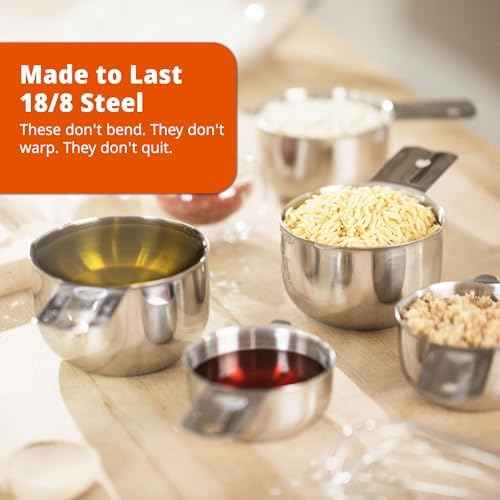 Premium 304 Stainless Steel Measuring Kit - 8-Piece Essential Cups and Spoons for Everyday Use, Stackable & Durable