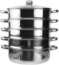 Hemoton 14.7 Inch Stainless Steel Steamer Pot 5-Tier Multifunctional Stockpot for Cooking Dumplings Vegetables Soup Practical Home Steamer with Lid
