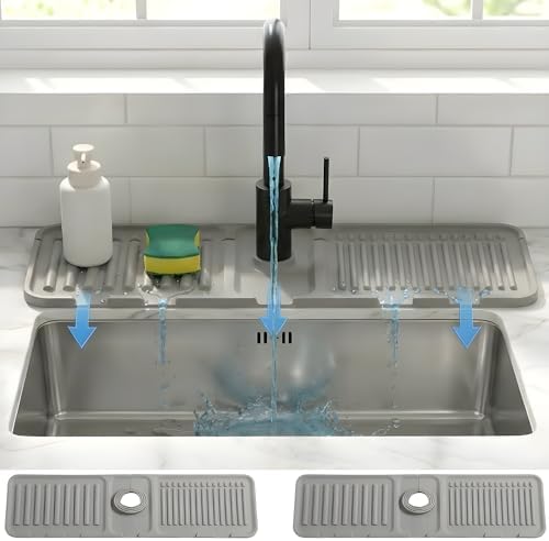 Silicone Faucet Mat for Kitchen Sink Splash Guard, 2-Piece Set – Each