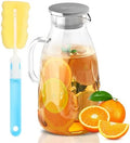 SUSTEAS 3 Liter 101 oz Glass Pitcher with Lid and Spout, Handmade