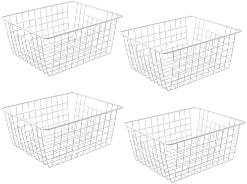 14" Upright Freezer Storage Baskets, White, Set of 4