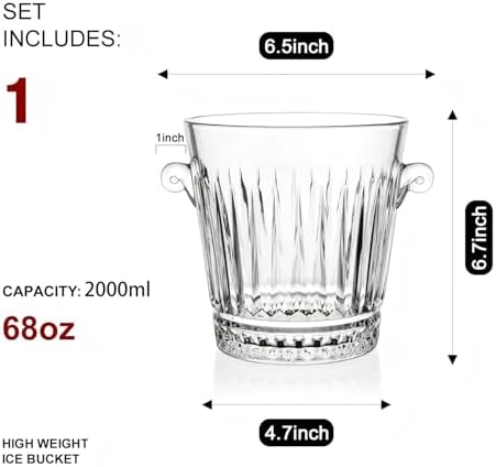 2-Liter Party Ice Bucket, Portable Cocktail Bar Beverage Bucket, Glass