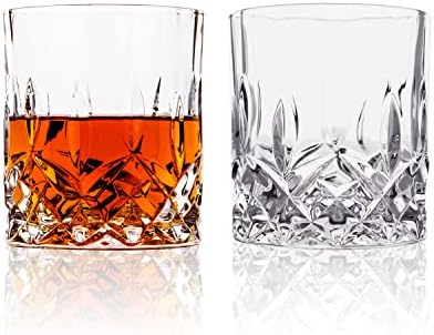LEMONSODA Crystal Cut Old Fashioned Glass Sets - 10oz/12oz Ultra-Clear