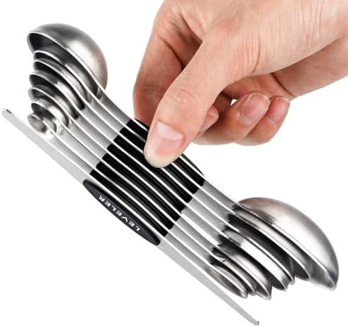 Magnetic Measuring Spoons Set of 8 Stainless Steel Stackable Dual