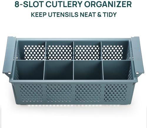 Nicunom Large Flatware Rack, 16" Plastic Cutlery Basket 8-Slot