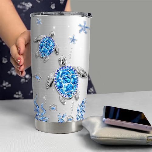 SANDJEST Turtles Gifts for Women Girls Sea Turtle Tumbler 20oz Jewelry