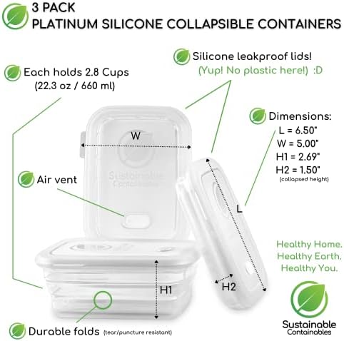 Silicone Collapsible Food Storage Containers with Silicone Leakproof