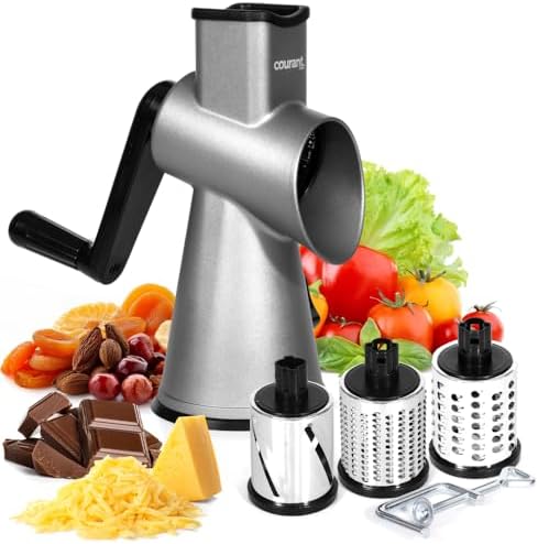 Courant Cheese Grater Hand Crank, 3 Interchangeable Blades
