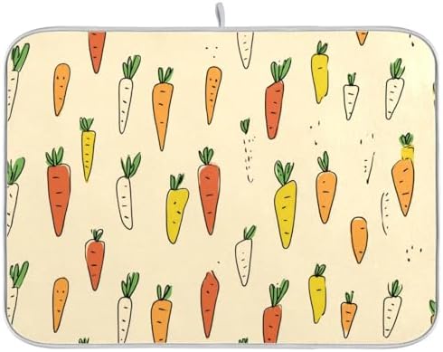 OTVEE Minimalist Carrot Art Dish Drying Mat for Kitchen Counter