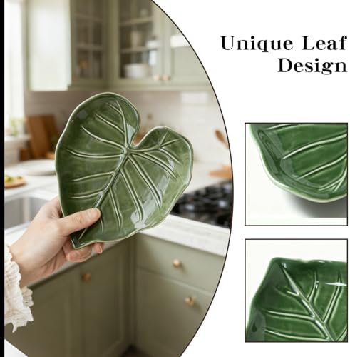 Leaf Spoon Rest, Leaf-shaped Ceramic Spoon Rest for Stove Top