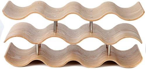 Lily's Home 11-Bottle Countertop Wine Rack for Kitchen, Modern Oak