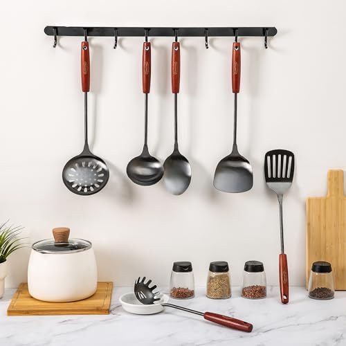 FJNATINH 304 Stainless Steel Kitchen Utensil Sets - 6 PCS Wok Spatula