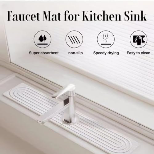 Quick Drying Stone Faucet Mat for Kitchen Sink,Diatomite Sink Tray