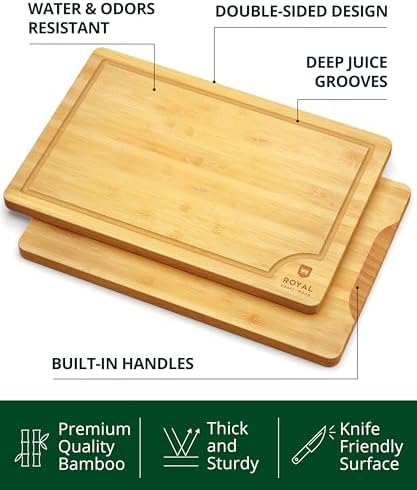 ROYAL CRAFT WOOD Bamboo Cutting Board with Juice Groove - Kitchen