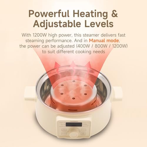 Joydeem Electric Food Steamer for Cooking, 2-Tier Stainless Steel Vegetable & Food Steamers, 13L/13.7 qt Large Capacity, DZG-A100