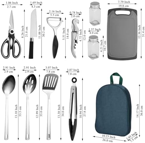 Evanda 10 Piece Stainless Steel Camping Utensil Set