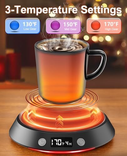 Kepwam Mug Warmer for Desk, Coffee Warmer with 3 Temp Settings & 2-9H