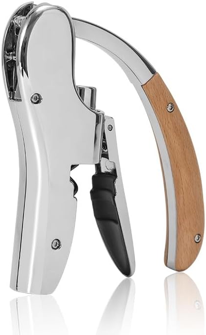 Rabbit Wine Opener with Wooden Handle & Foil Cutter