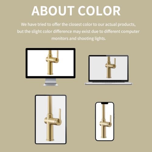 Tohlar Gold Kitchen Faucet with Pull-Down Sprayer