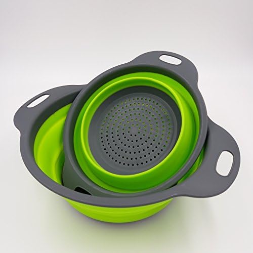 2 Collapsible Colander Mixing Bowl Strainer and Colander Set Silicone