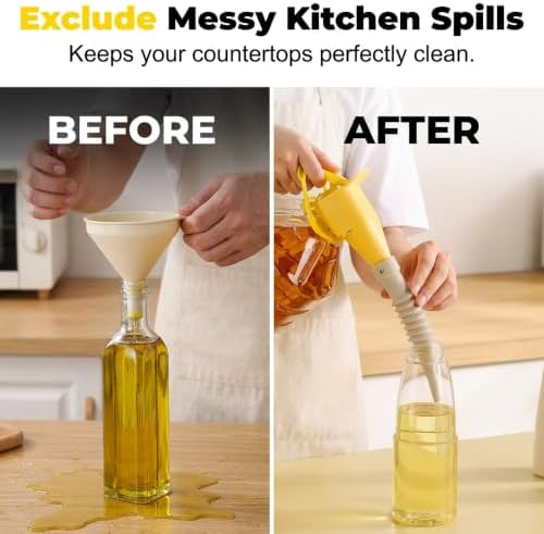 Kitchen Funnel, Silicone Collapsible Funnels for Oil Liquid Transfer