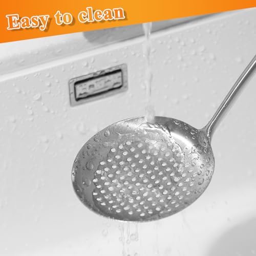 Kitchen Skimmer - Slotted Spoon for Straining, Stainless Steel Spider