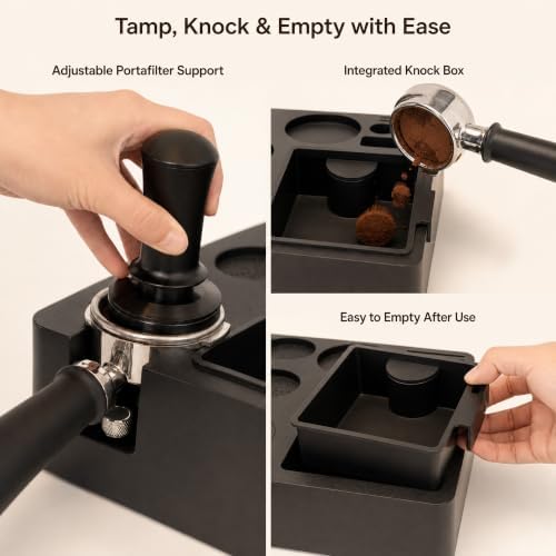 54mm Espresso Accessories Kit, 9-Piece Set with Knock Box & Tamping