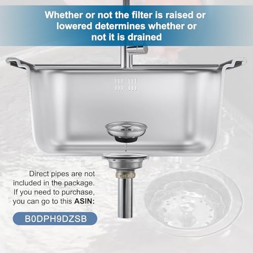 ZM Kitchen Sink Basket Strainer with Stopper, 3-1/2 Inch