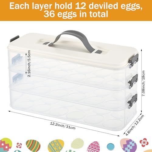 3-Layer Deviled Egg Container with Lid, Clear