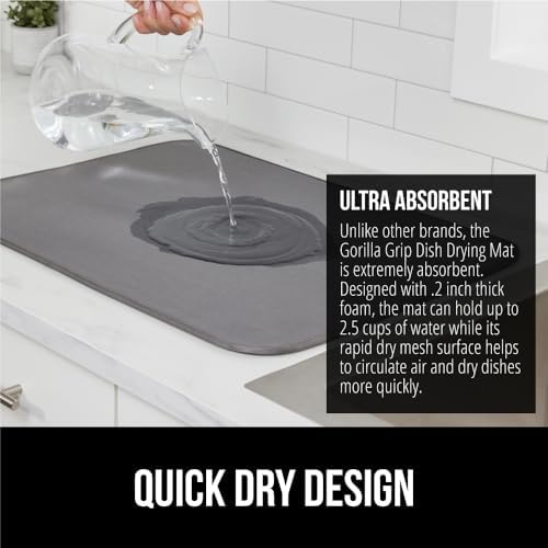 Gorilla Grip Ultra Water Absorbent Microfiber Dish Drying Mat and