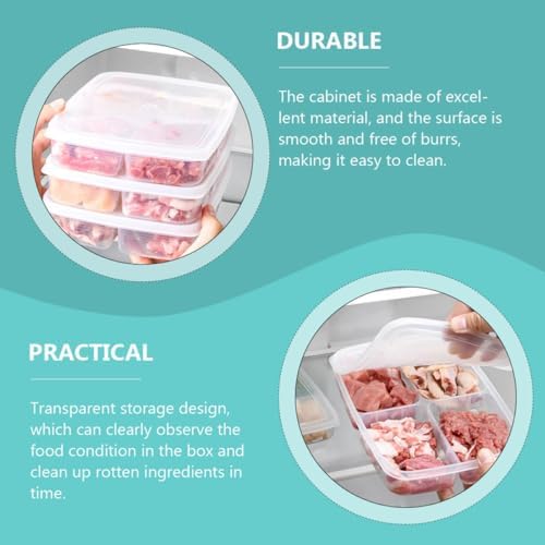 Mikinona Divided Bin with Lids 2pcs Plastic Fridge Food Box Xmas