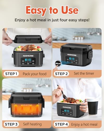 Hugmazing Cordless Electric Lunch Box, 1.2L, Grey