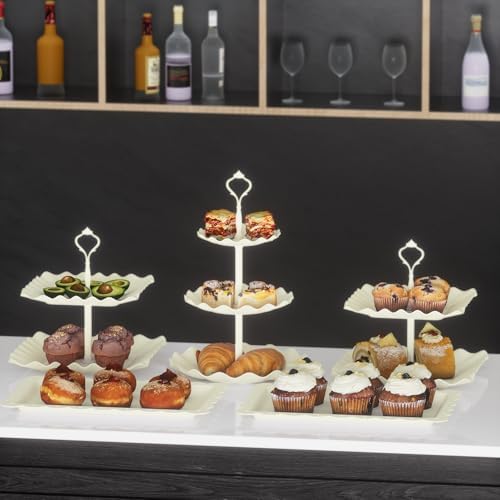 10 Pack Cake Stand Set with 3 x Two-Tier and 3 x Three-Tier Cupcake