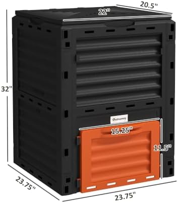 Outsunny Garden Compost Bin, 80 Gallon, Orange