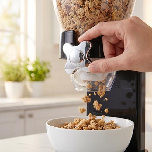 ZevrO Dry Food & Cereal Dispenser, 4.4 Cups, Black/Chrome, Original Dual