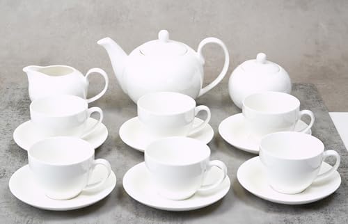 Bone China Coupe Shape, Elegance White Sugar & Milk Pot Set