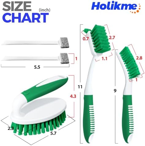 Holikme 5 Pack Cleaning Brushes for Kitchen and Floor, Green