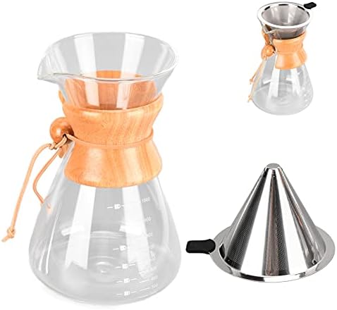 Pour Over Coffee Maker Set with Reusable Stainless Steel Filter