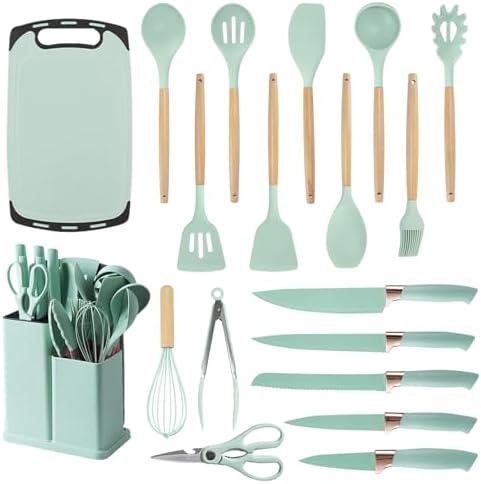 19-Piece Cooking Utensils Set, Green