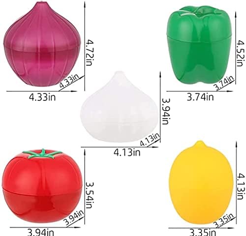 LICHMA 5pcs Plastic Vegetable Storage Box Lemon Onion Tomato Green