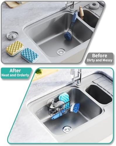 HapiRm Stainless Steel Kitchen Sink Sponge Holder, Black
