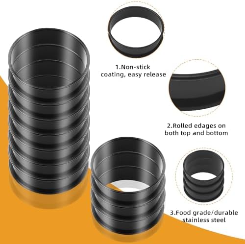 RICHSC-PAN Crumpet Rings, 16Pack Nonstick English Muffin Ring.