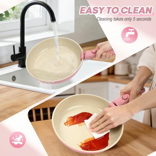 pots and Pans Set, Ceramic Nonstick Cookware Set Detachable Handle